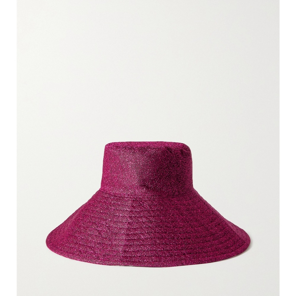 Reversible Oseree Raspberry Lurex Simmer Sun Bucket Hat NWT